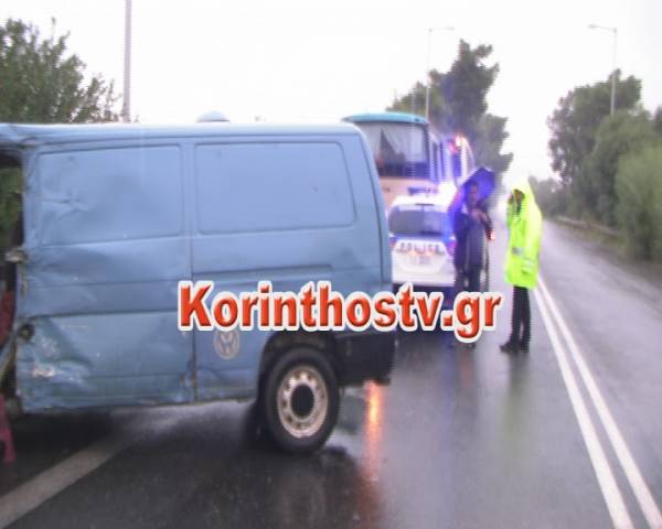 Σύγκρουση φορτηγού με λεωφορείο του ΚΤΕΛ Λακωνίας στην Αρχαία Κόρινθο με δύο τραυματίες