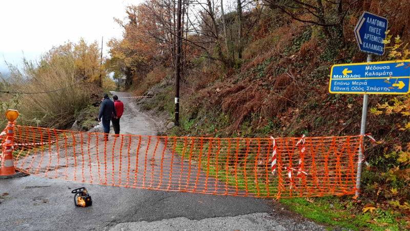 Προβλήματα από την κακοκαιρία σε δρόμους του Ταϋγέτου