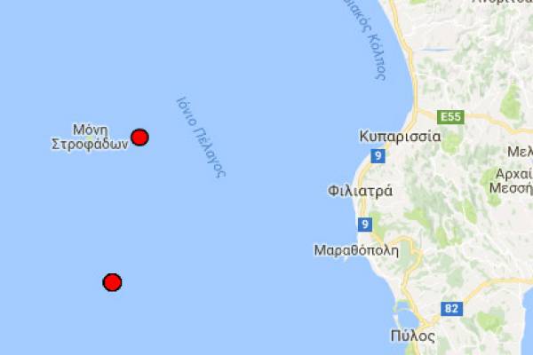 Σεισμός 3,9 Ρίχτερ ανοιχτά της Κυπαρισσίας κοντά στις Στροφάδες