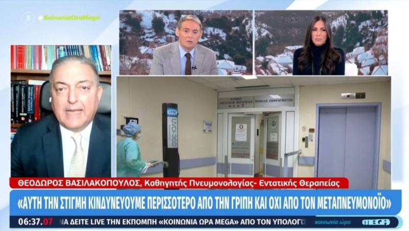 Βασιλακόπουλος: Αυτή την στιγμή κινδυνεύουμε περισσότερο από την γρίπη κι όχι από τον μεταπνευμονοϊό (Βίντεο)