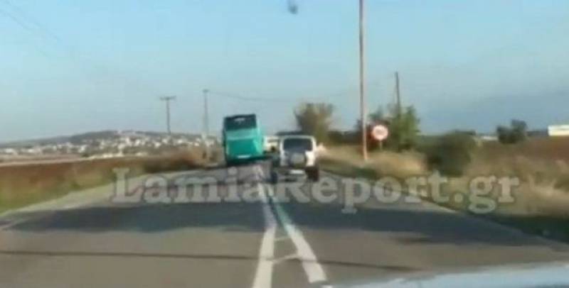 Λαμία: Οδηγός λεωφορείου-ραλίστας - Η τρελή πορεία και οι προσπεράσεις (Βίντεο)