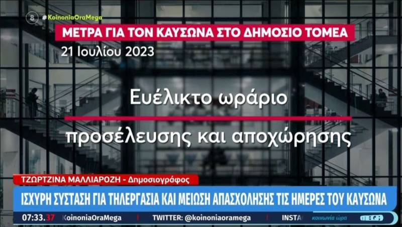 Καύσωνας: Τα μέτρα προστασίας σε δημόσιο και ιδιωτικό τομέα - Ισχυρή σύσταση για τηλεργασία (Βίντεο)