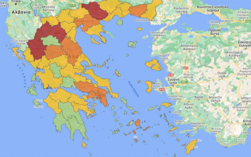 Οι νέες αλλαγές στον χάρτη υγειονομικής ασφάλειας στην Ελλάδα - Σε lockdown Ιωάννινα και Σέρρες