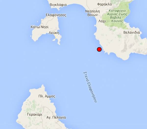 Σεισμός ανοιχτά της Νεάπολης στη Λακωνία