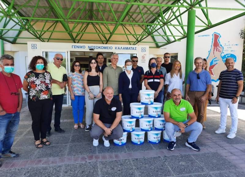 Δωρεά 100 λίτρων χρώματος στο Νοσοκομείο Καλαμάτας