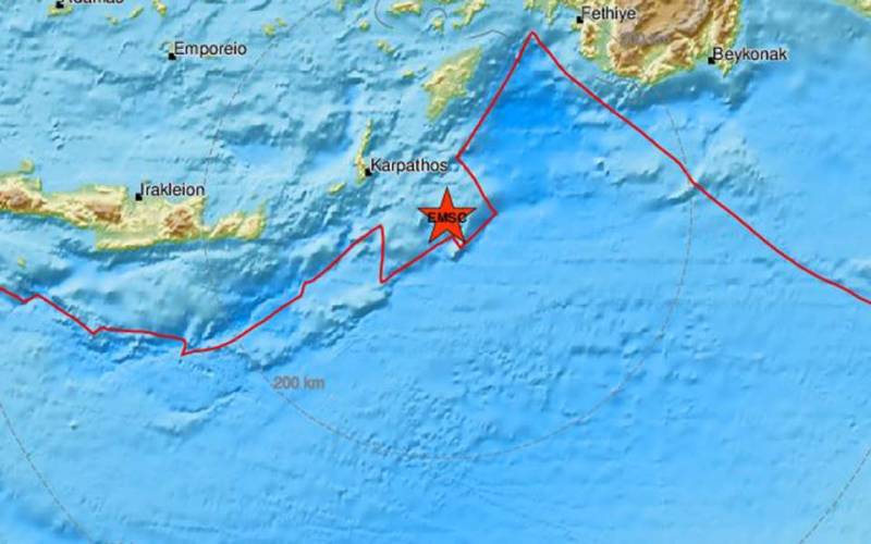 Σεισμός 5,8 Ρίχτερ στη θαλάσσια περιοχή ανοιχτά της Καρπάθου