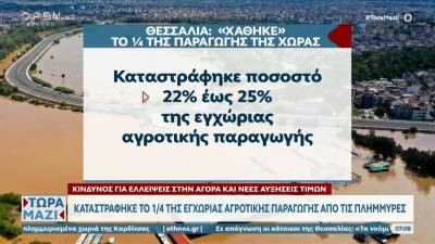 Καταστράφηκε το 1/4 της εγχώριας αγροτικής παραγωγής από τις πλημμύρες