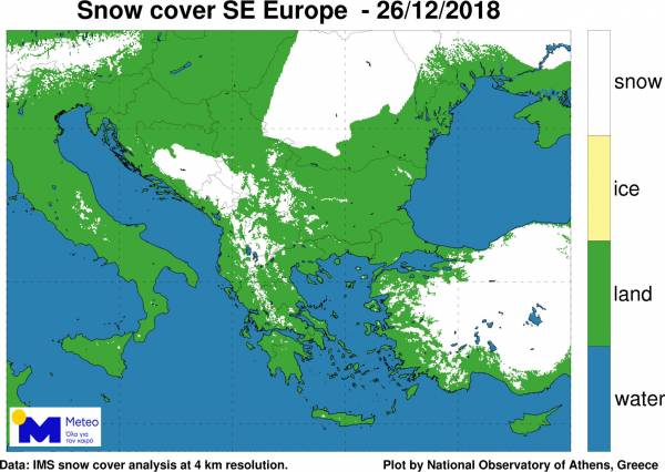 To 8% της Ελλάδας ήταν καλυμμένο από χιόνι μετά τα Χριστούγεννα