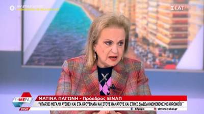 Παγώνη: Υπάρχει μεγάλη αύξηση στα κρούσματα, τους θανάτους και τους διασωληνωμένους με κορονοϊό (Βίντεο)