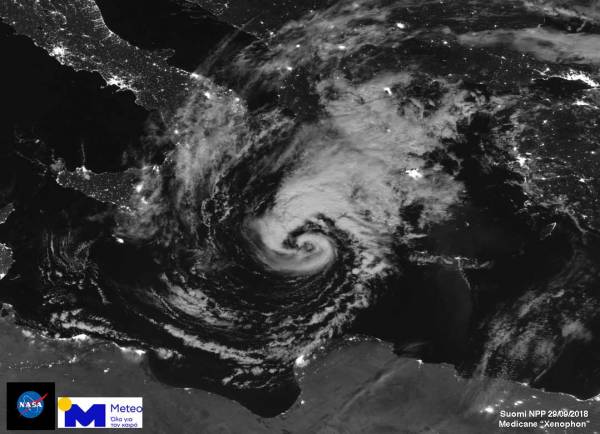 Ο δορυφόρος της NASA κατέγραψε τον κυκλώνα πάνω από την Μεσσηνία
