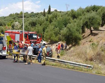 Σοβαρό τροχαίο με 2 τραυματίες στην ΕΟ Πύργου - Κυπαρισσίας