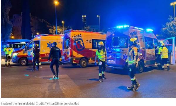Ισπανία: Δύο νεκροί και 10 τραυματίες σε πυρκαγιά που ξέσπασε σε εστιατόριο της Μαδρίτης