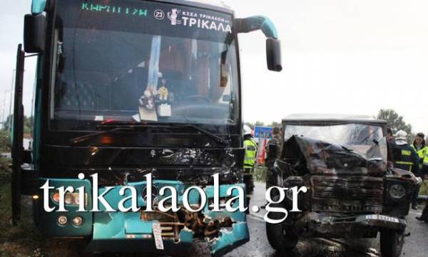 Σύγκρουση λεωφορείου με στρατιωτικό τζιπ με 7 τραυματίες στη γέφυρα του Πηνειού