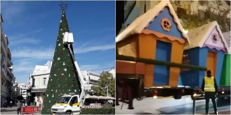 Καλαμάτα: Στην κεντρική πλατεία το χριστουγεννιάτικο δένδρο και τα σπιτάκια