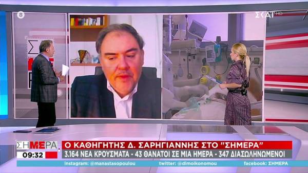 Σαρηγιάννης: Εάν δεν πάρουμε νέα μέτρα τον Νοέμβριο θα έχουμε 5.000 κρούσματα την ημέρα (Βίντεο)