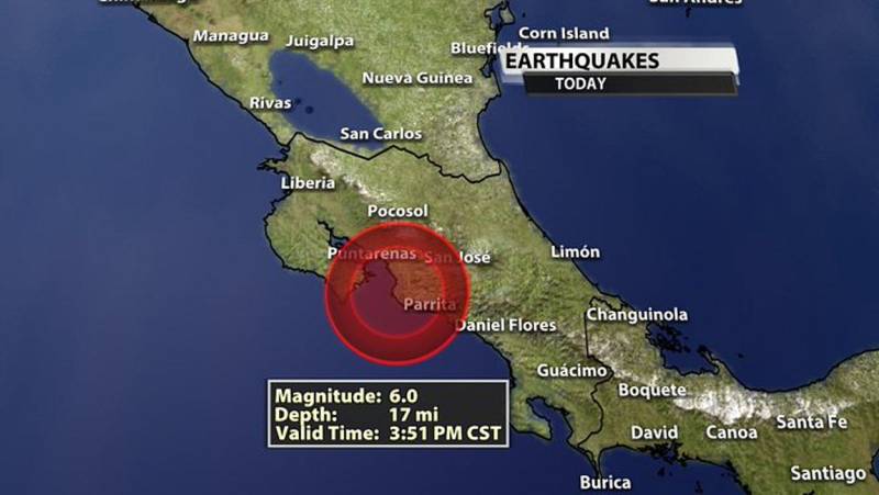 Iσχυρή σεισμική δόνηση στη δυτική ακτή της Κόστα Ρίκα