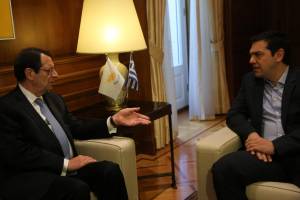 Συνάντηση Τσίπρα - Αναστασιάδη: &quot;Θέλουμε να αξιοποιήσουμε τη γεωστρατηγική δυναμική της Ελλάδας και στη διαπραγμάτευση με τους εταίρους&quot;