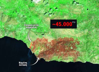 Στάχτη πάνω από 45.000 στρέμματα στην Κρήτη