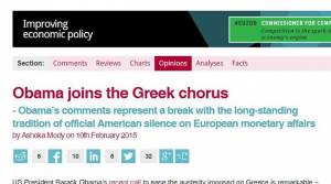 Bruegel: Γιατί η παρέμβαση Ομπάμα υπερ της Ελλάδας αποτελεί ελπίδα