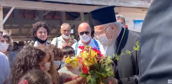 Στην Ιμβρο με μάσκα ο Οικουμενικός Πατριάρχης, Βαρθολομαίος