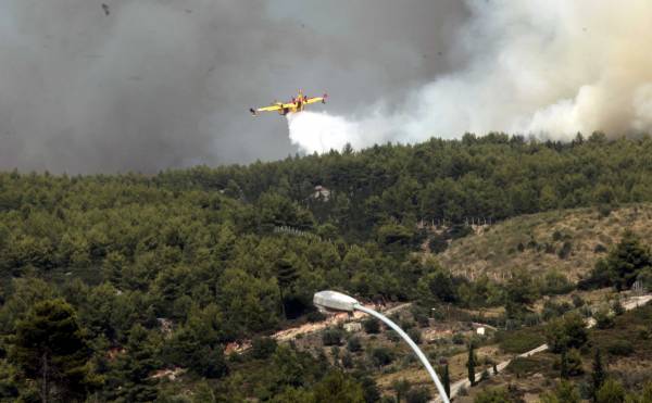 Πυροσβεστικά αεροσκάφη ζήτησε η Ελλάδα από την Ε.Ε. για την πυρκαγιά στον Κάλαμο
