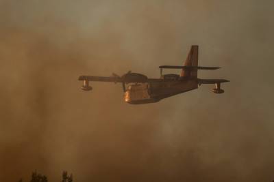 Επεσε Canadair, που επιχειρούσε στη φωτιά στην Κάρυστο - Έρευνες για τους χειριστές