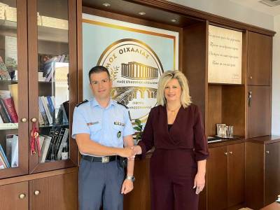 Συνάντηση Γεωργακοπούλου με το νέο διοικητή του Αστυνομικού Τμήματος Οιχαλίας