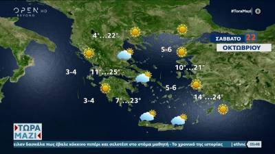 Καιρός 22/10/2022: Άνοδος της θερμοκρασίας σήμερα