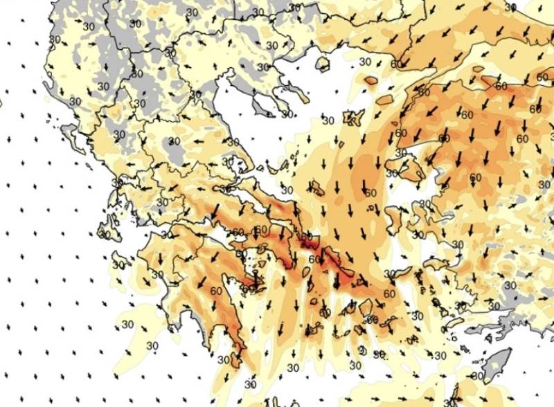 Μελτέμι στο Αιγαίο και στα ανατολικά, με ριπές που ξεπερνούν τα 90 χλμ/ώρα