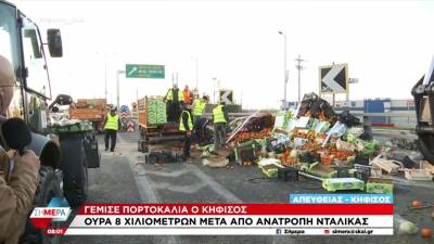 Ουρά 8 χιλιομέτρων μετά από ανατροπή νταλίκας (βίντεο)