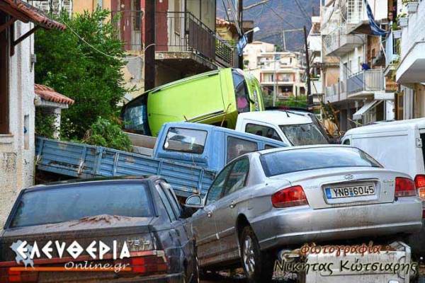 Καταστροφές χωρίς προηγούμενο στην Καλαμάτα (φωτογραφίες)