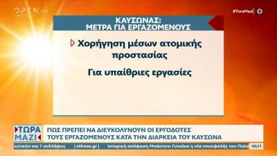 Καύσωνας: Μέτρα για εργαζόμενους – Κατεβαίνουν ρολά από τις 12:00-17:00 υπό προϋποθέσεις