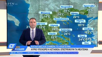 Η πρόγνωση του καιρού από τον Κλέαρχο Μαρουσάκη (βίντεο)