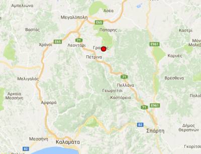 Σεισμός 3,3 Ρίχτερ νοτιοδυτικά της Μεγαλόπολης