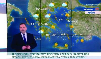 Καιρός 28/05/2022: Πολλή ζέστη σήμερα – Καταιγίδες στα δυτικά την Κυριακή