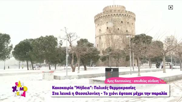 Θεσσαλονίκη: Το χιόνι έφτασε μέχρι την παραλία (Βίντεο)