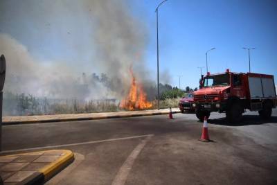 Σε εξέλιξη μεγάλη φωτιά στη Περιφερειακή οδό Τρικάλων - Λάρισας