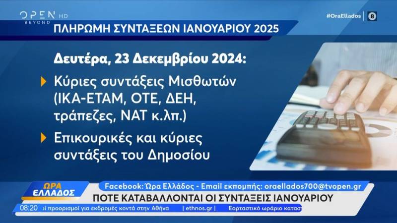 Πότε καταβάλλονται οι συντάξεις του Ιανουαρίου 2025 – Πότε «μπαίνει» το δώρο των Χριστουγέννων