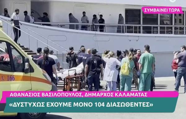 Βασιλόπουλος για το ναυάγιο: «Δυστυχώς έχουμε μόνο 104 διασωθέντες...»