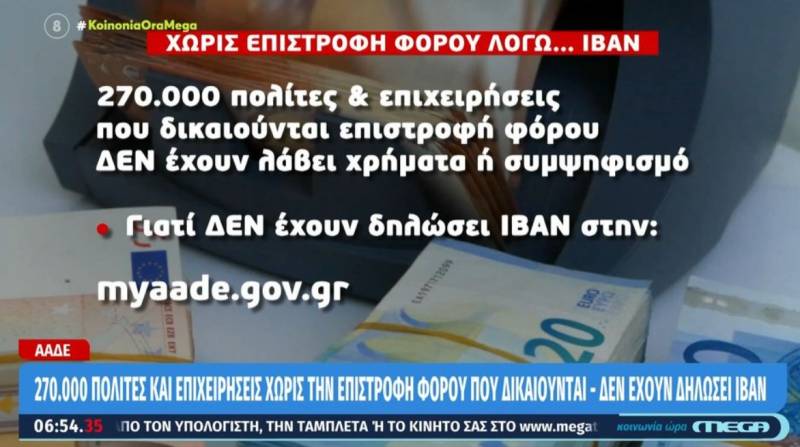 Επιστροφή φόρου: 270.000 πολίτες και επιχειρήσεις δεν έχουν λάβει χρήματα λόγω μη δήλωσης IBAN (Βίντεο)