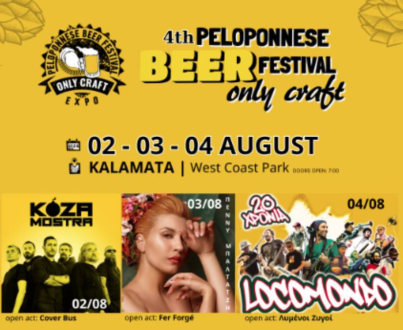 4ο Peloponnese Beer Festival: Τριήμερο… μπίρας στο Πάρκο Κυκλοφοριακής Αγωγής