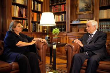 "Εθνικός μονόδρομος η πορεία της Ελλάδας εντός της Ευρώπης και εντός της Ευρωζώνης" είπε ο Παυλόπουλος στη συνάντηση με Κατσέλη