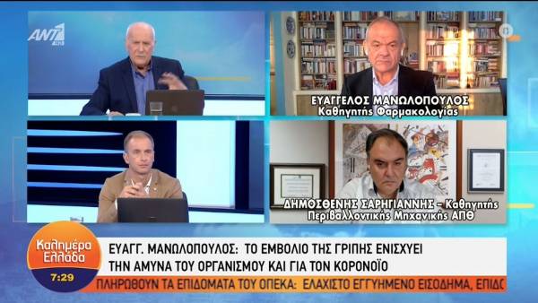 Καθηγητής Φαρμακολογίας: Το εμβόλιο της γρίπης ενισχύει την άμυνα και κατά του κορονοϊού (Βίντεο)