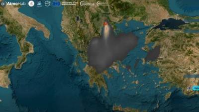 AtmoHub: Πυκνοί καπνοί επηρέασαν μεγάλο τμήμα της Θεσσαλονίκης λόγω της φωτιάς στο Ωραιόκαστρο