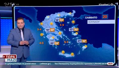 Αίθριος ο καιρός το Σάββατο – Έως τους 33 βαθμούς η θερμοκρασία (Βίντεο)