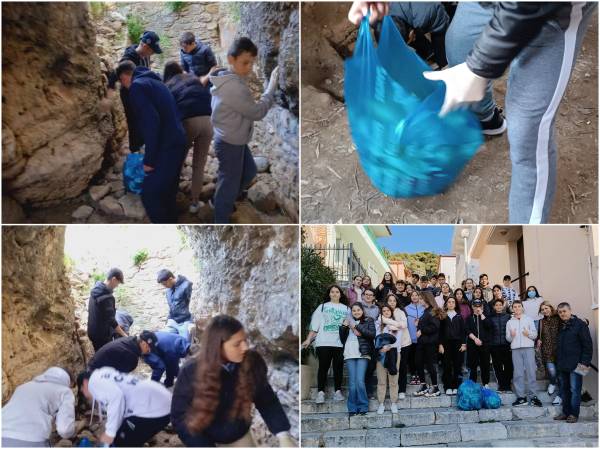 Μαθητές του 1ου Γυμνασίου Καλαμάτας καθάρισαν τον σπηλαιώδη Αγιο Ιωάννη