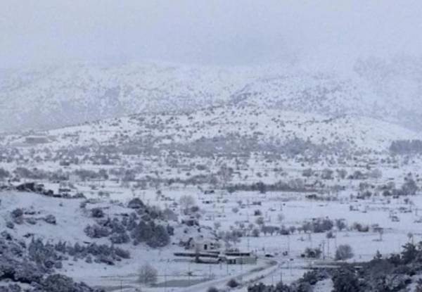 Έντονη χιονόπτωση στο Οροπέδιο Λασιθίου, μόνο με αλυσίδες η κυκλοφορία