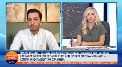 Δάσκαλος μένει στο σχολείο γιατί δεν βρίσκει σπίτι να νοικιάσει - Άστεγοι οι εκπαιδευτικοί στα νησιά (Βίντεο)