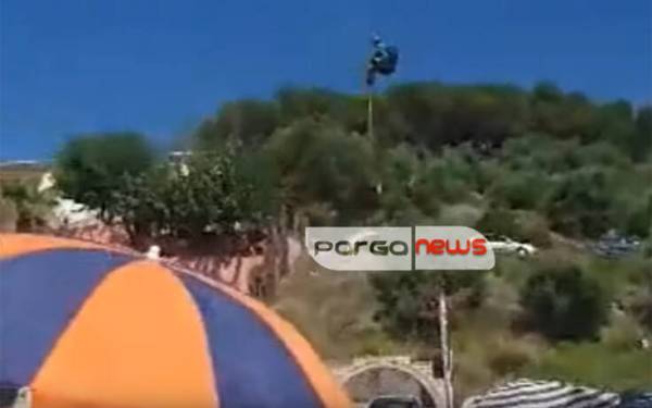 Πάργα: Έκανε «παραπέντε» και κατέληξε πάνω στο παρμπρίζ αυτοκινήτου (Βίντεο)