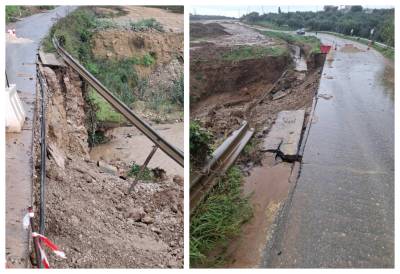 Υποχώρησε κομμάτι του δρόμου στο Φιλιατρά - Γαργαλιάνοι